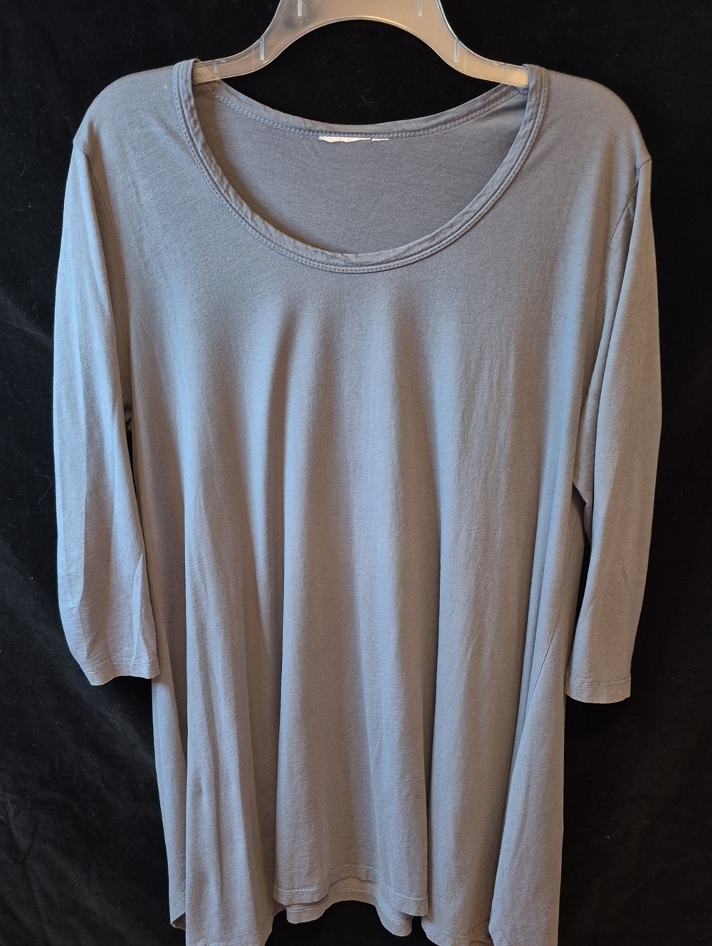 Prairie Cotton Top – Soft Knit T-shirt – Casual Comfort - Dusty Blue